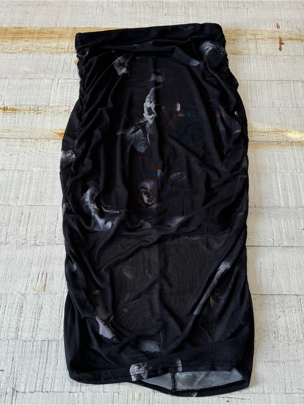 RM Rebecca Minkoff NWOT size Small‎ Black Floral Mesh Midi Skirt Y2K Goth Dark